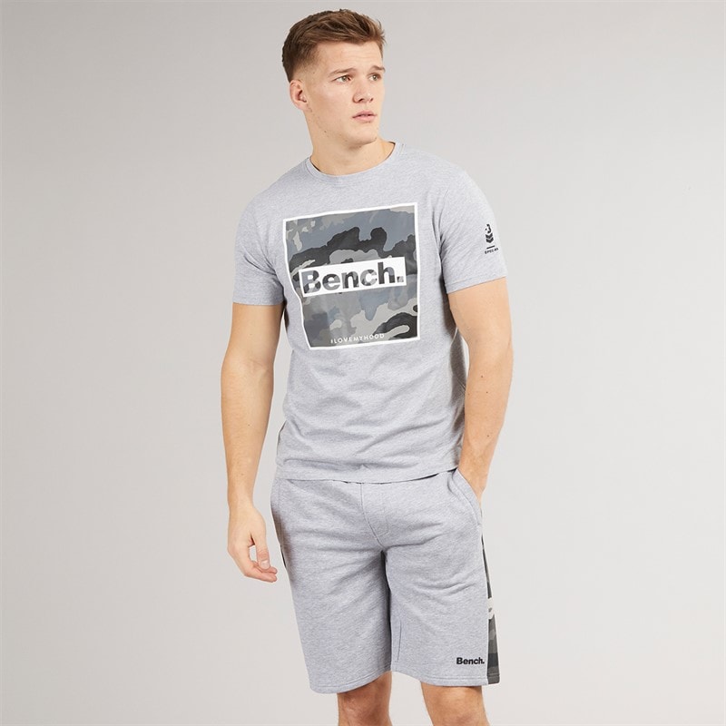 Bench Herre Sanlo T-shirt og shorts sæt Grey Marl