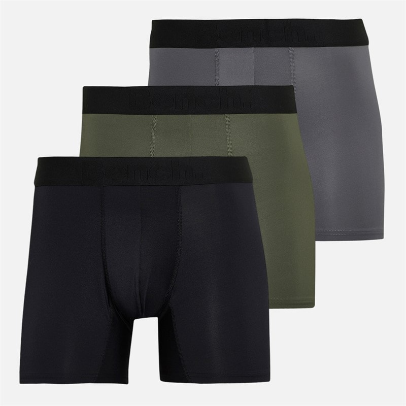 Bench Herre Veriato Tre Pak Mikrofiber Boksershorts Sort/Khaki/Steel Grey