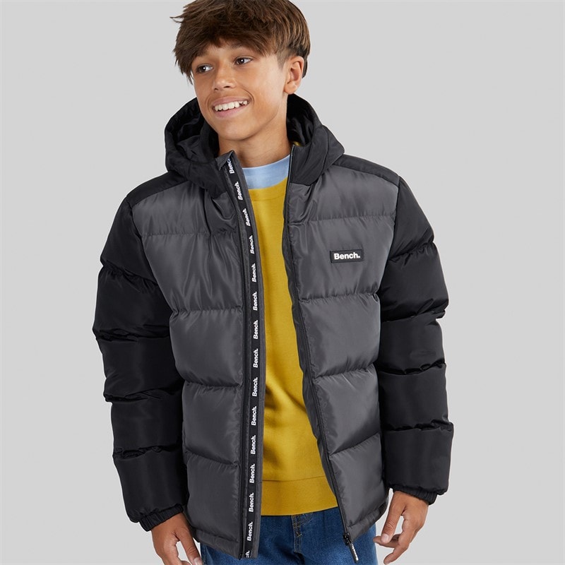 Bench Drenge Vireo Hætte Dunjakke Dark Grey/Sort