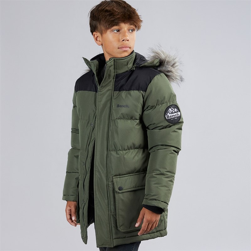 Bench Drenge Propp Polstret Parka Frakke Khaki