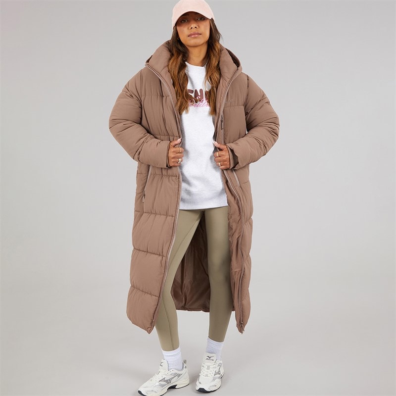 Bench Dame Cinder Lang Pufjakke Light Brown