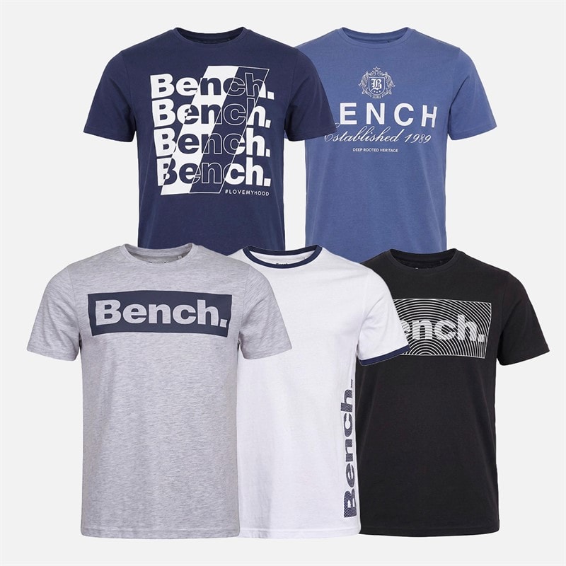 Bench Herre Gatela Grafisk T-shirt Fem Pakke Mixed