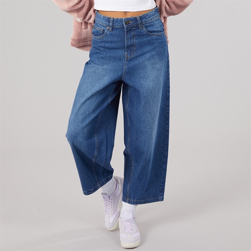 Bench Dame Berri Barrel Leg Jeans Mid Blue