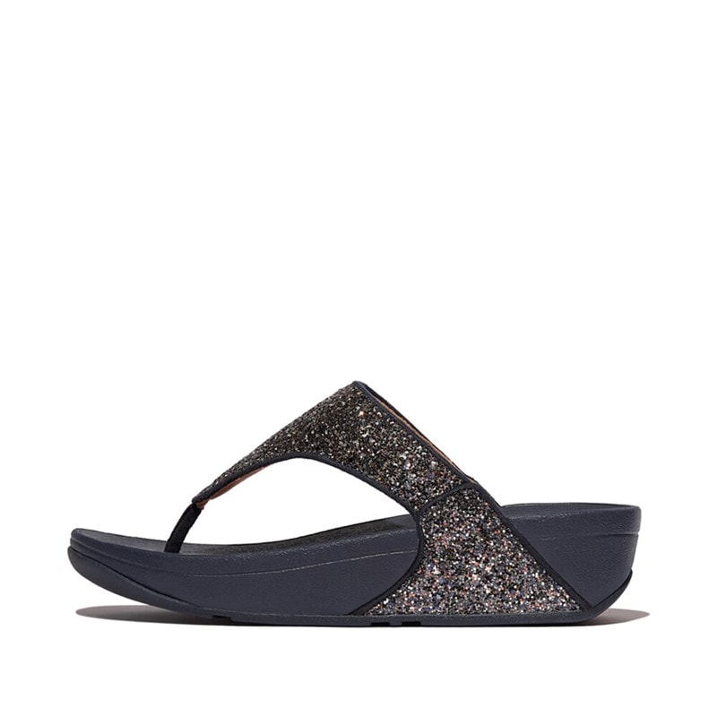 FitFlop Dame Lulu Multi Tonal Glitter Tå Rem Sandaler Midnight Navy Mix