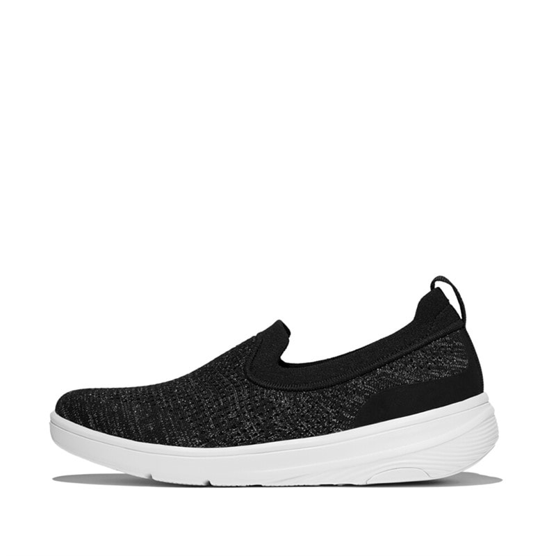 FitFlop Dame Super Q Strik Slip On Sneakers Sort/Silvereen