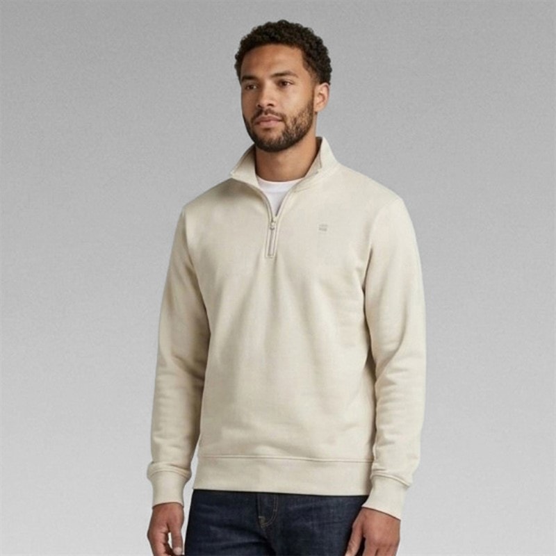 G-STAR Herre halv lynlås sweatshirt Ecru