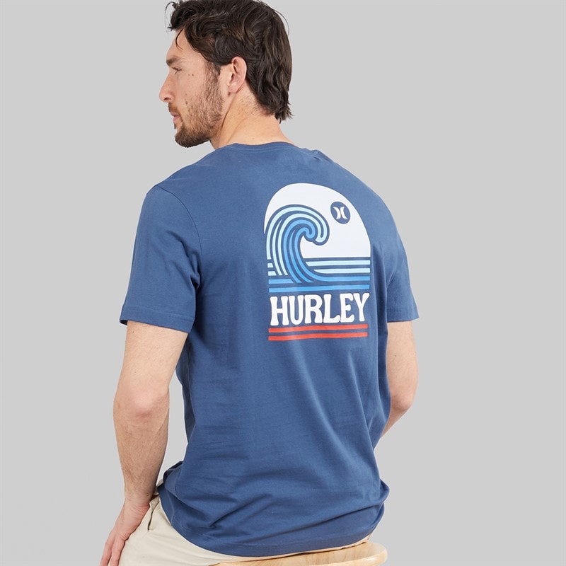 Hurley Herre Surf Bølge Grafisk T-shirt Industrial Blue