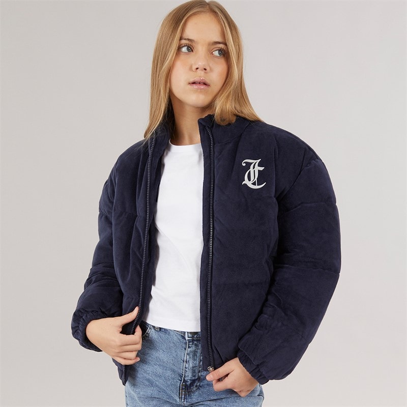 Juicy Couture Piger Velour Hættetrøje Pufferjakke Nattehimmel