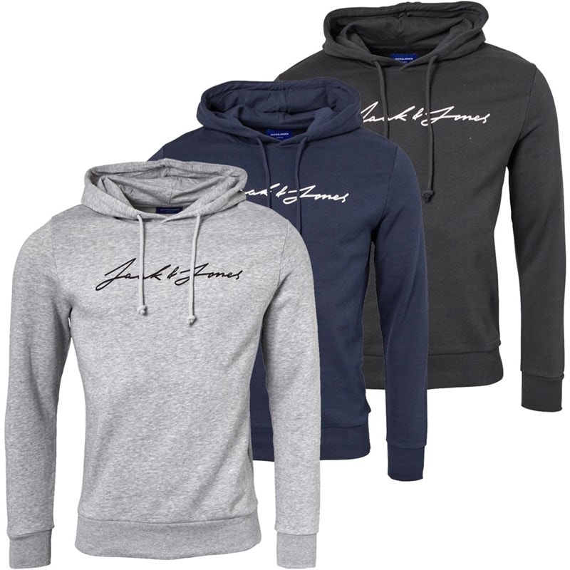JACK & JONES Herre Jax 3-pak Sweat Hoodies Tap Sko/Lysegrå Melange/Marineblå Blazer