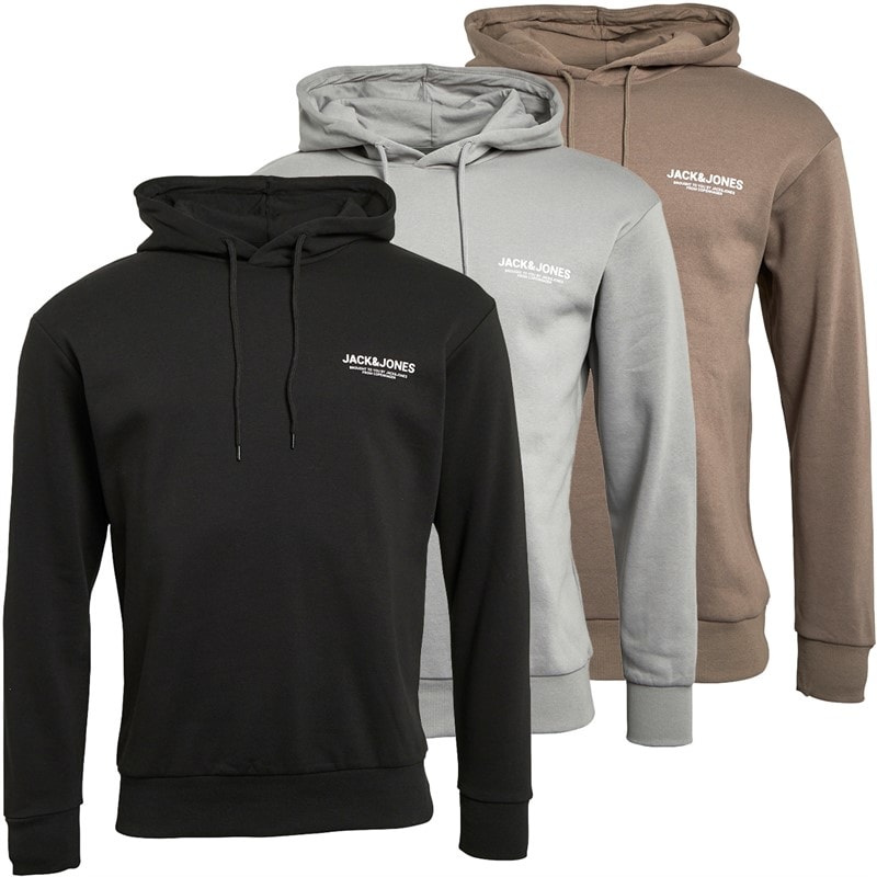 JACK & JONES Herre Mason 3-pak Hoodies Sort/Alloy/Falcon