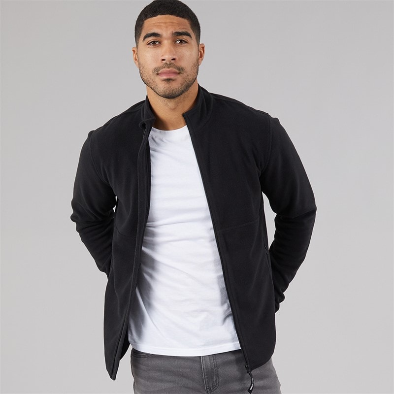 JACK & JONES Fleecejakke til Herre med lynlås, sort