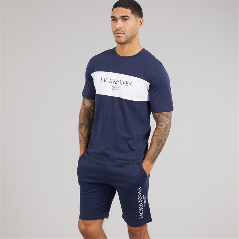 JACK & JONES Herre Chester T-shirt Og Shorts Sæt Navy Blazer
