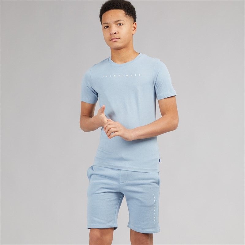 JACK & JONES Drenge Skrifttype T-shirt Og Shorts Sæt Ashley Blue