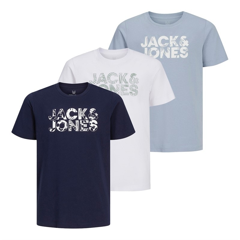 JACK & JONES Dre pakke T-shirts med blomsterprint til Drenge Hvid/Ashley Blå/Marineblå