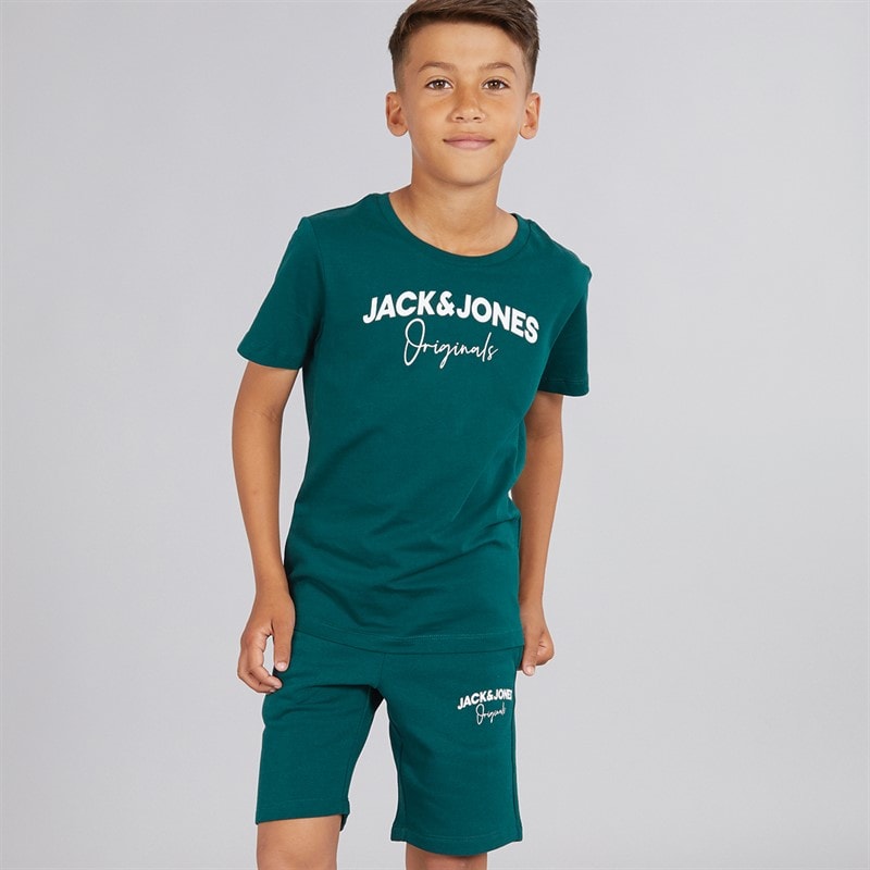 JACK & JONES Drenge Corp Trend T-shirt Og Shorts Sæt Deep Teal
