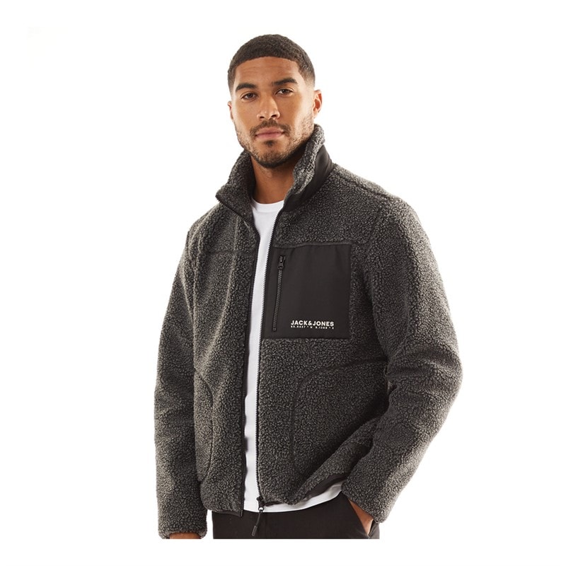 JACK & JONES Herre Vesterbro Teddy Jakke Grå Melange
