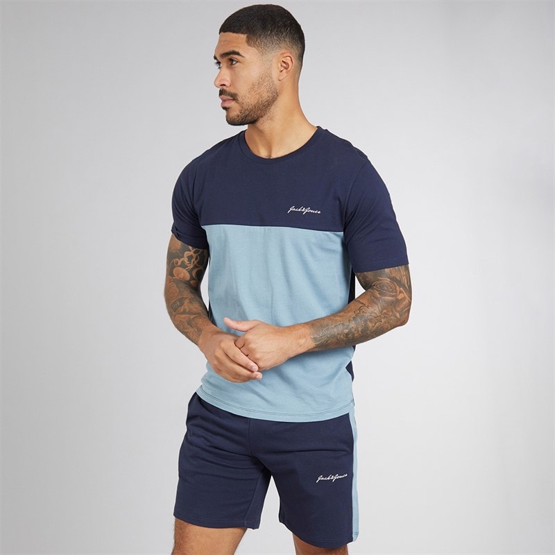 JACK & JONES Herre Trip T-shirt Og Shorts Sæt Navy Blazer