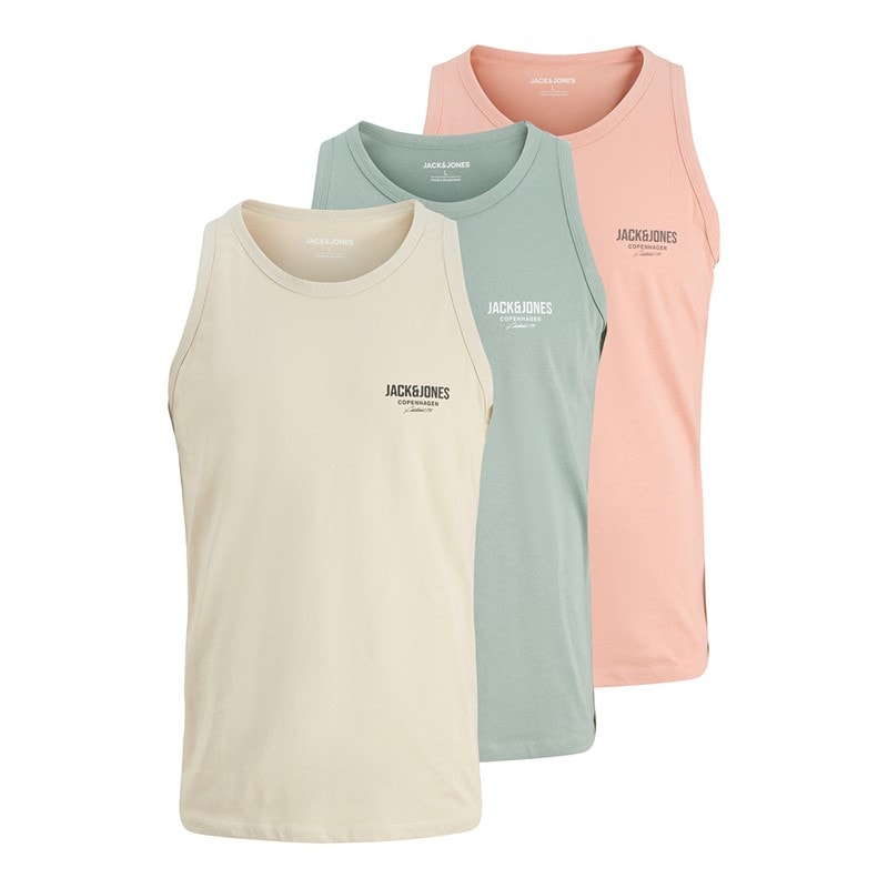 JACK & JONES Herre Jeff Orion Tre Pak Vest Iceberg Grøn/Coral Mandel/Moonbeam
