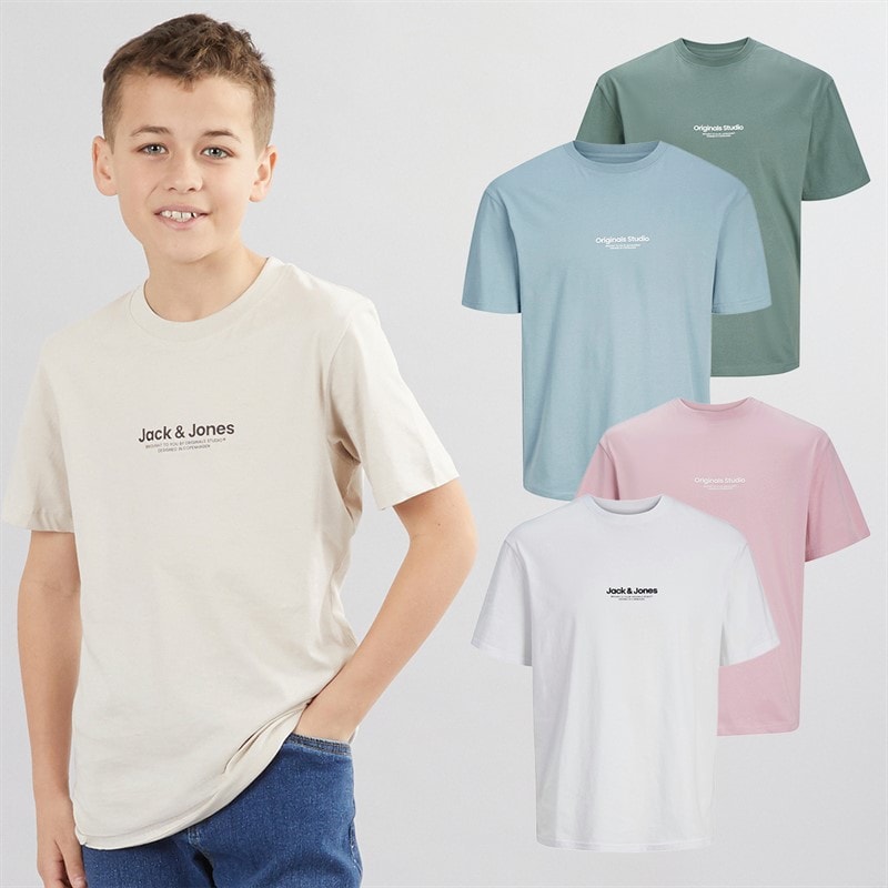 JACK & JONES Drenge Vesterbro Fem-pak Crew Neck T-shirts Bjerg Forår