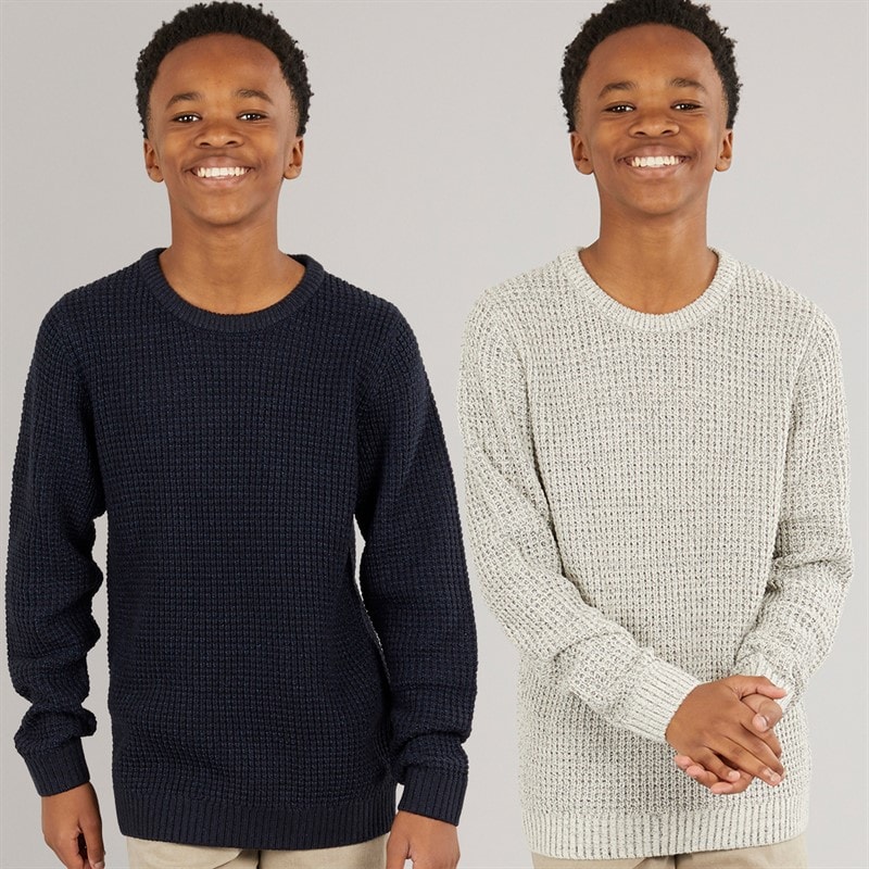 JACK & JONES Drenge To Pak Strik Crew Neck Jumpere Moonbean / Sky Captain