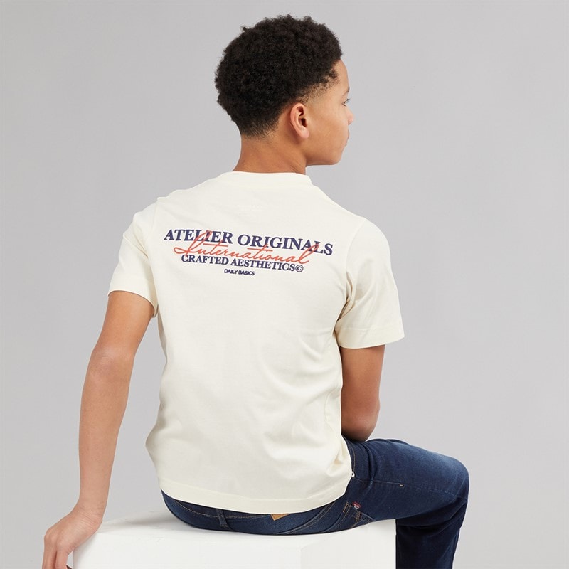 JACK & JONES Drenge Islington T-shirt Antique White
