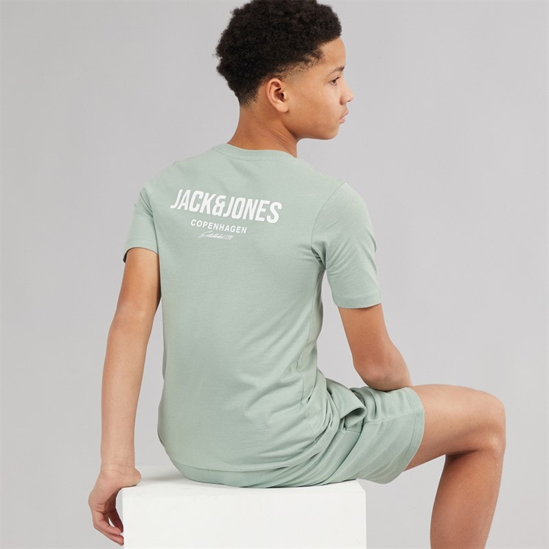 JACK & JONES Drenge Jeff Orion T shirt og Shorts Sæt Iceberg Green