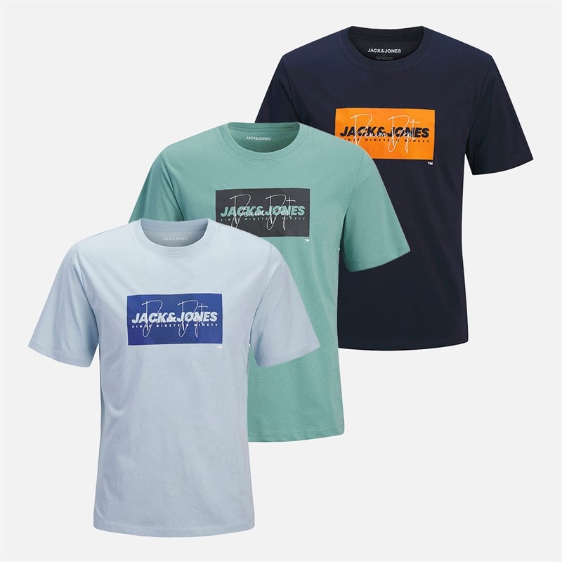JACK & JONES Drenge Cole Tre Pak T Shirts Navy Blazer