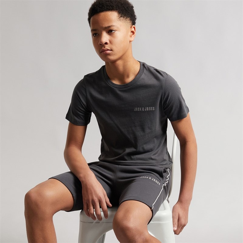 JACK & JONES Drenge Kai T-shirt Og Shorts Sæt Asphalt