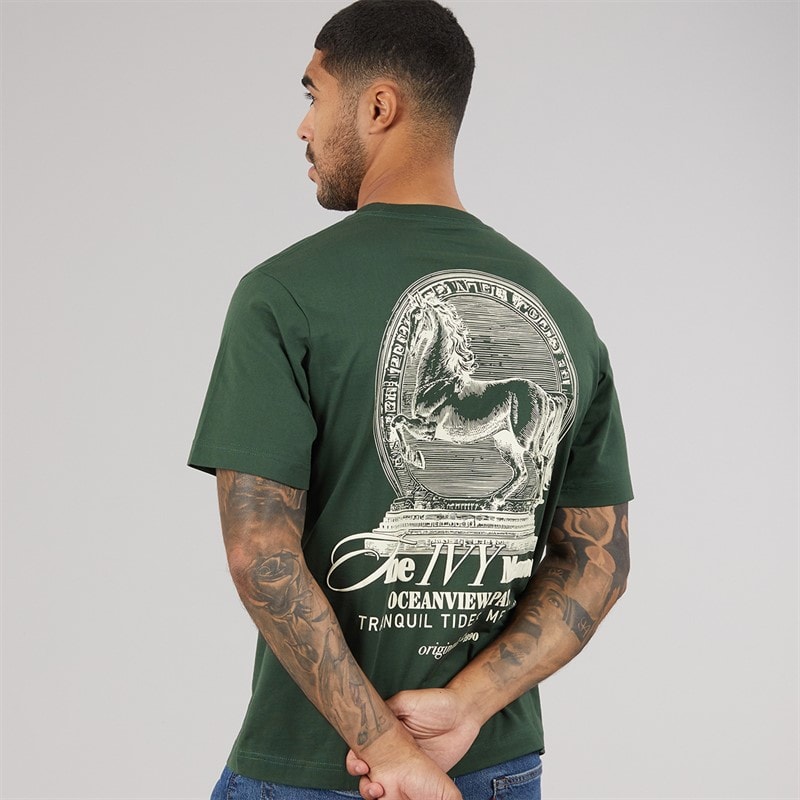 JACK & JONES Herre Maine Ryggtrykk T-skjorte Sycamore