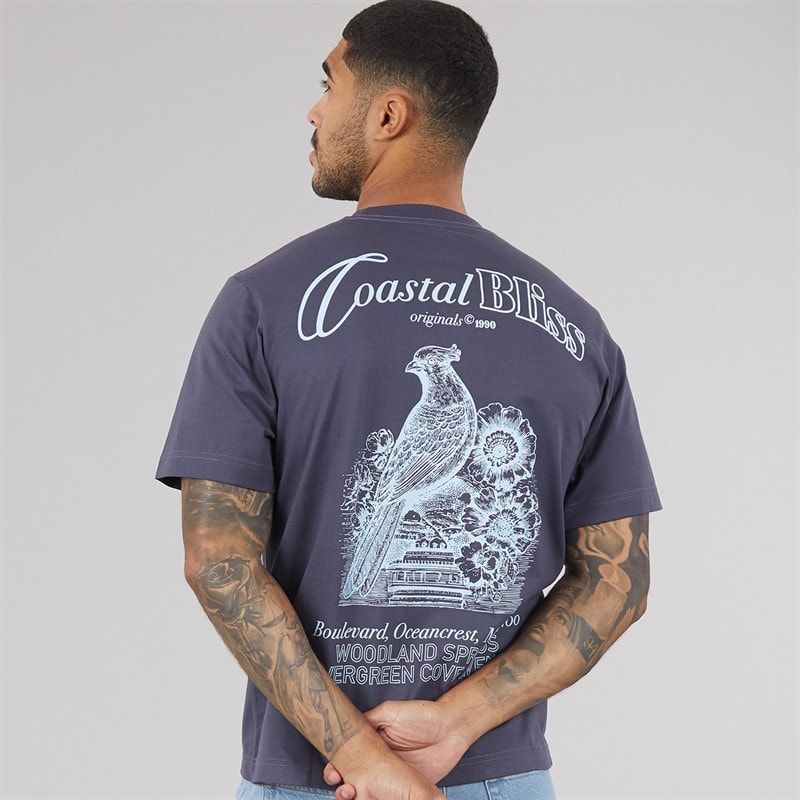 JACK & JONES Herre Maine Ryggtrykk T-skjorte Odyssey Grey