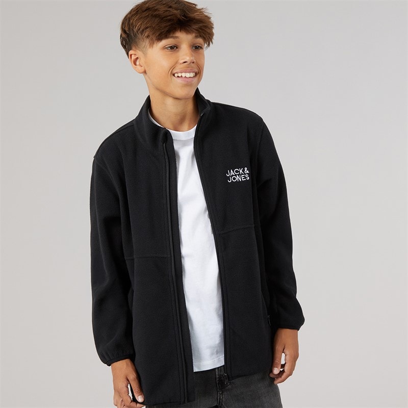 JACK & JONES Drenge Flame Fuld Lynlås Fleece Sort