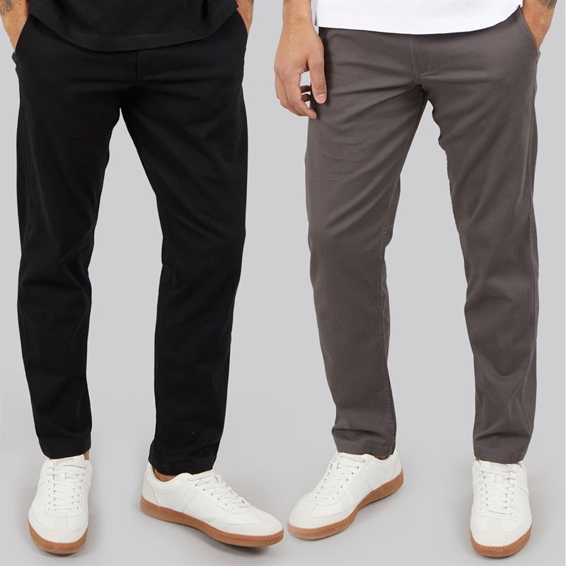 JACK & JONES Herre To Pak Afslappede Kane Dave Chinos Sort/Asphalt