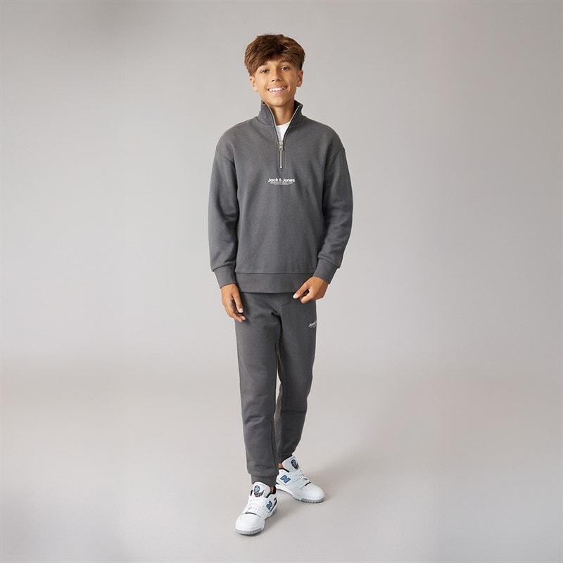 JACK & JONES Drenge Vesterbro Quarter Zip Sweatshirt Træningsdragt Asphalt