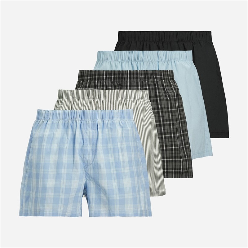 JACK & JONES Herre Jacmilano Fem Pak Boxer Poppy Seed Black/Chambray Blue/Skyway/Dusty Olive
