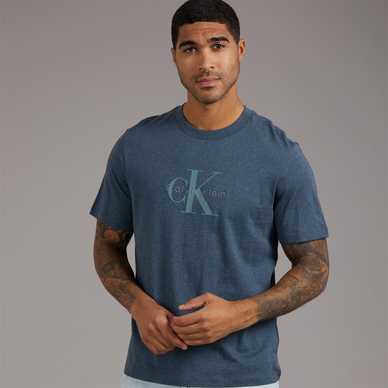 Calvin Klein Jeans Herre Premium Blok Stribe Sweatshirt Nearly Navy Heather