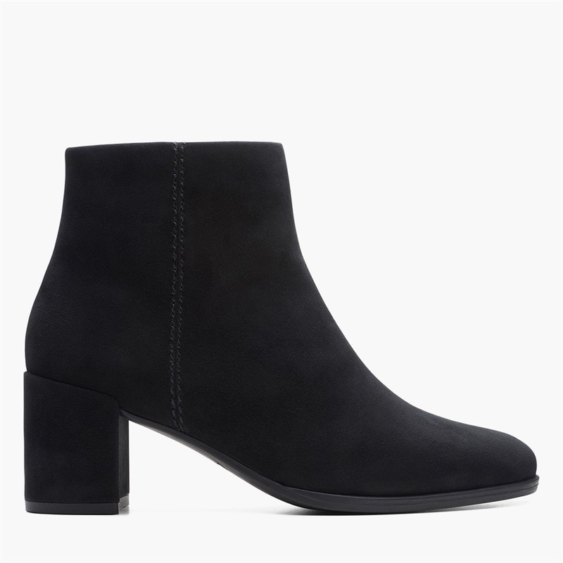 Clarks Dame Freva 55 Side Lynlås Støvler Sort Ruskind Black Sde