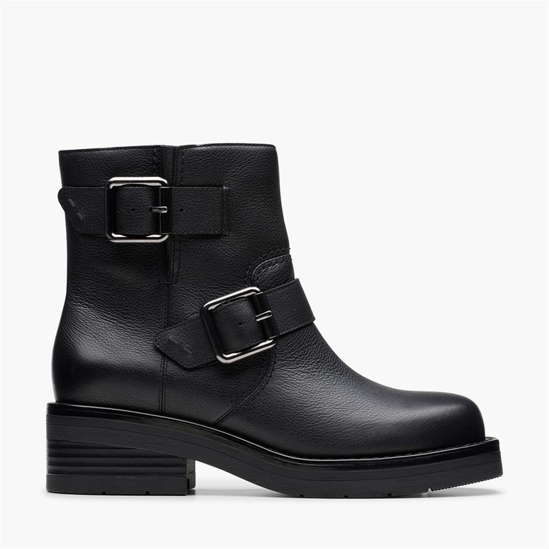 Clarks Dame Rebelle Spænde Støvler Black Leather
