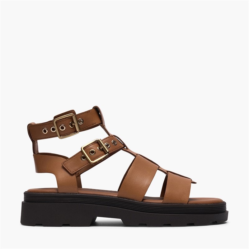 Clarks Dame Orinoco 3 Cove Sandaler Tan Leather