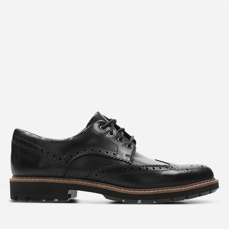 Clarks Herre Batcombe Wing Brogue Sko Black Leather