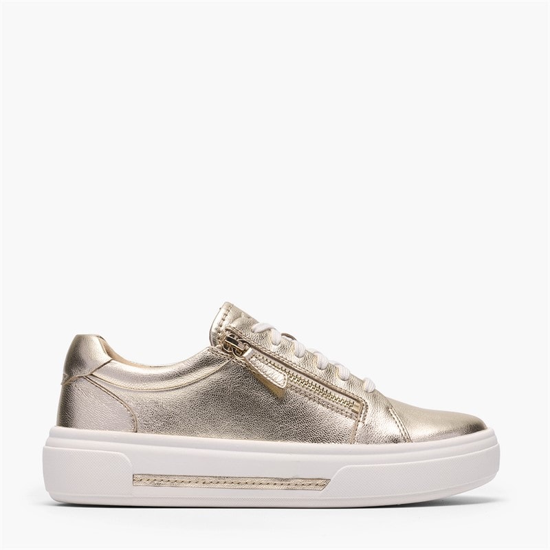 Clarks Dame Hollyrose Lynlås Sko Gold Leather