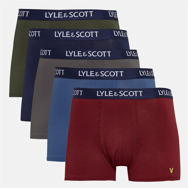 Lyle And Scott Vintage Herre Miller Fem Pak Boxer Trusser Peacoat/Ruby Wine/Granite Grey/Blue Horizon/Beetle