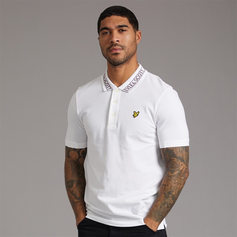 Lyle And Scott Vintage Herre Logo Ribbet Polo Skjorte Y069 White/Port