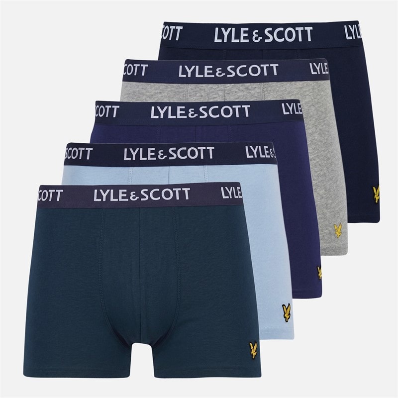 Lyle And Scott Vintage Herre Miller Fem Pak Boxer Trusser Grey Marl/Blue Ribbon/Chambray Blue/Sailor Blue/Peacoat