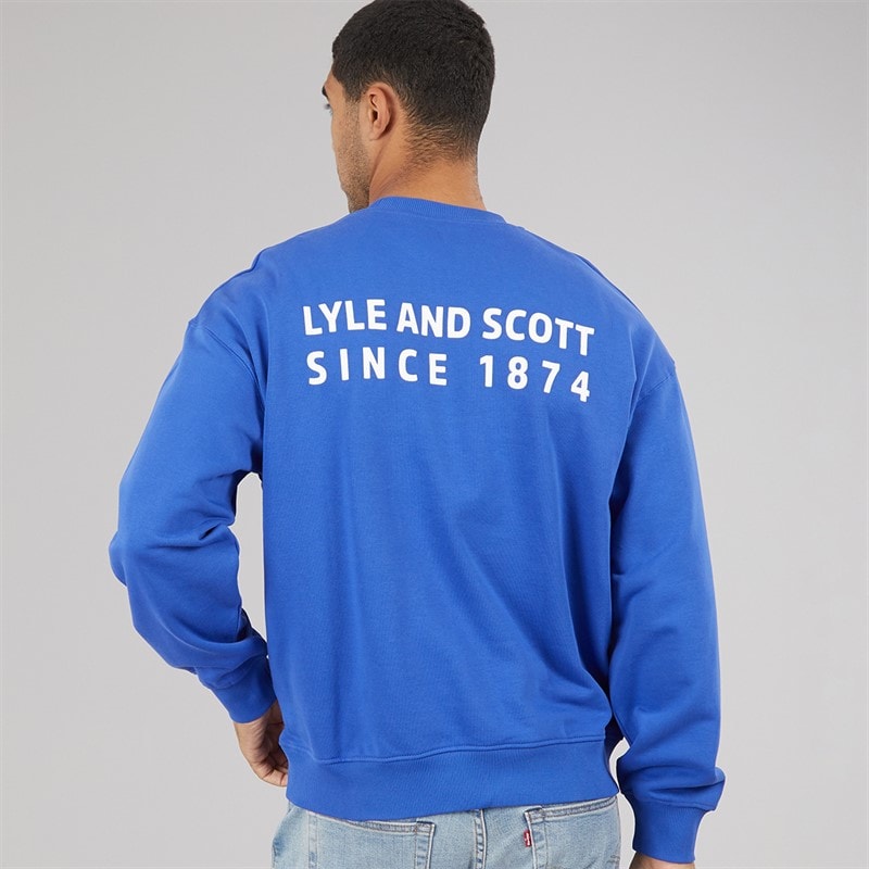 Lyle And Scott Vintage Herre Oversized 1874 Sweatshirt Midnight Blue