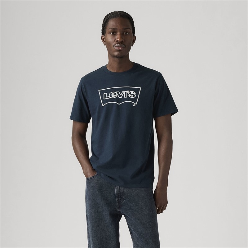 Levi's Herre Grafisk Rund Hals T Shirt Reb-marineblå
