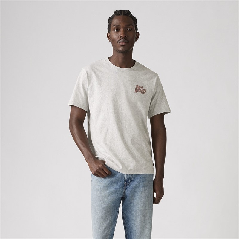 Levi's Herre T shirt afslappet pasform Slidt af cowboys Lys hede grå