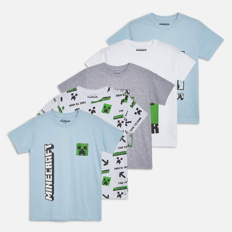 MINECRAFT Drenge fem pak t shirts Blå Multi