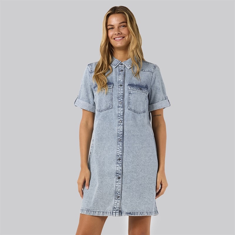 Noisy May Dame Signe Denim Kjole Light Blue Denim