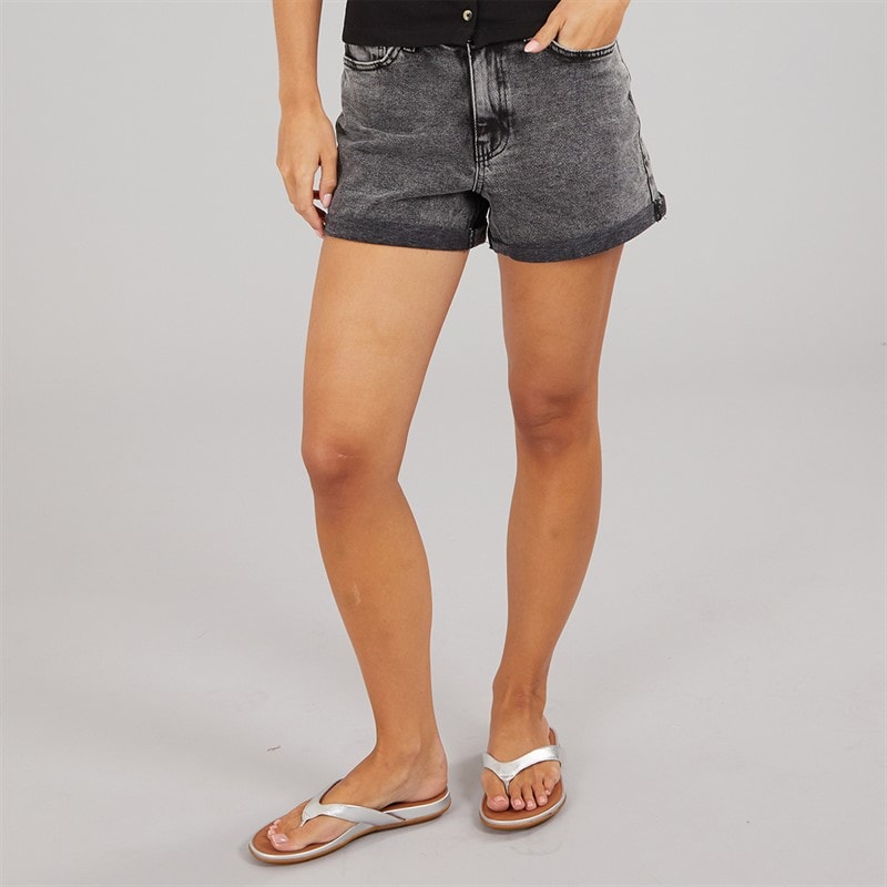 Noisy May Dame Højtaljede Denim Shorts Dark Grey Denim