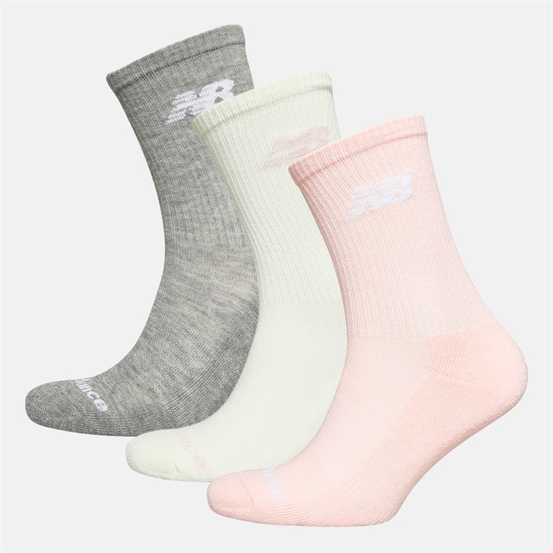 New Balance Dame Flying Logo Tre Par Crew Sokker Pink / Grå Heather / Havsalt